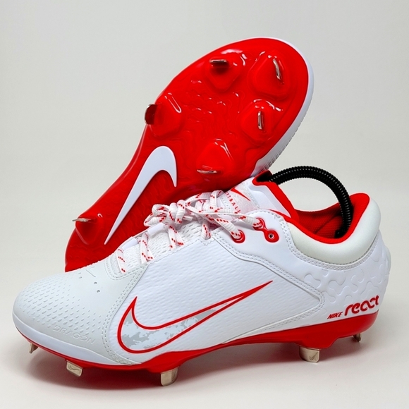 Nike Hyperdiamond 4 Elite White Red Softball Cleats Women's Sz 9 FZ0923-104 New - Picture 1 of 10
